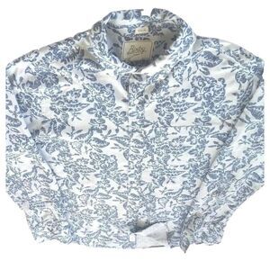 Bixby Nomad Men Small Longsleeve Button Up Floral Regular Fit‎ Shirt Blue Cotton